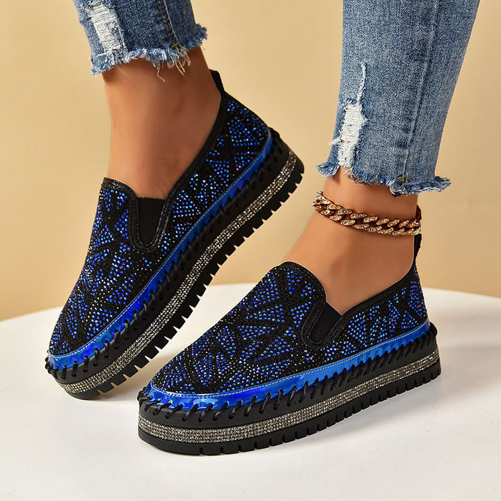 Women's Geometric Rhinestone Platform Loafers