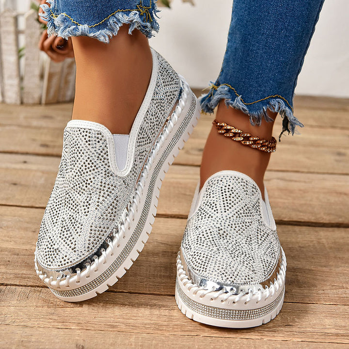 Women's Geometric Rhinestone Platform Loafers