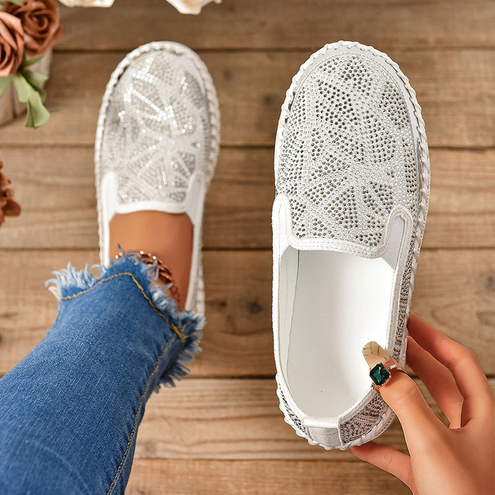 Women's Geometric Rhinestone Platform Loafers