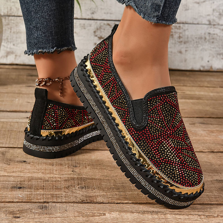 Women's Geometric Rhinestone Platform Loafers