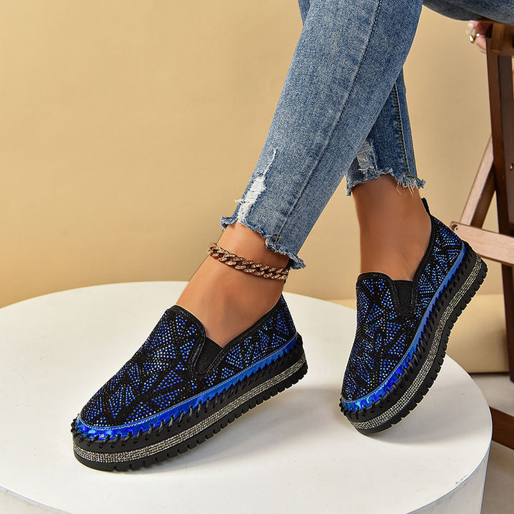 Women's Geometric Rhinestone Platform Loafers