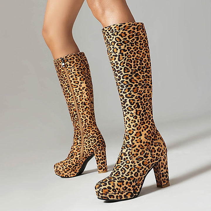 Women’s Leopard Platform Knee-High Boots