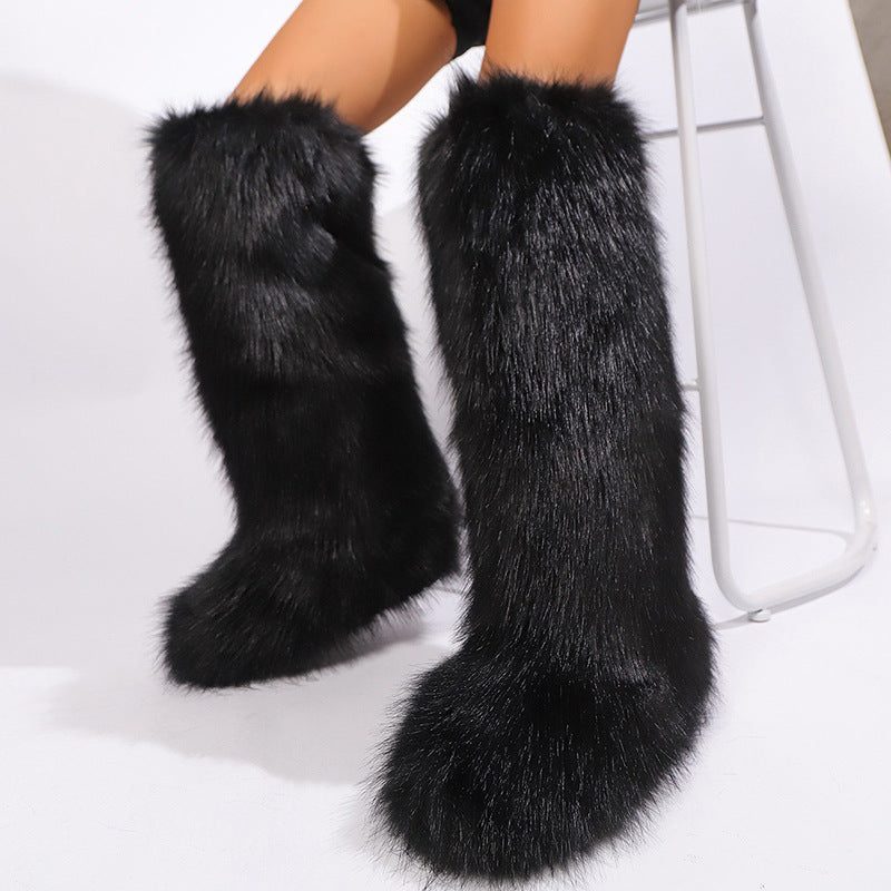 Women’s Long Faux Fur Knee-High Boots
