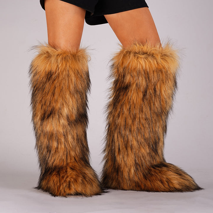 Women’s Long Faux Fur Knee-High Boots