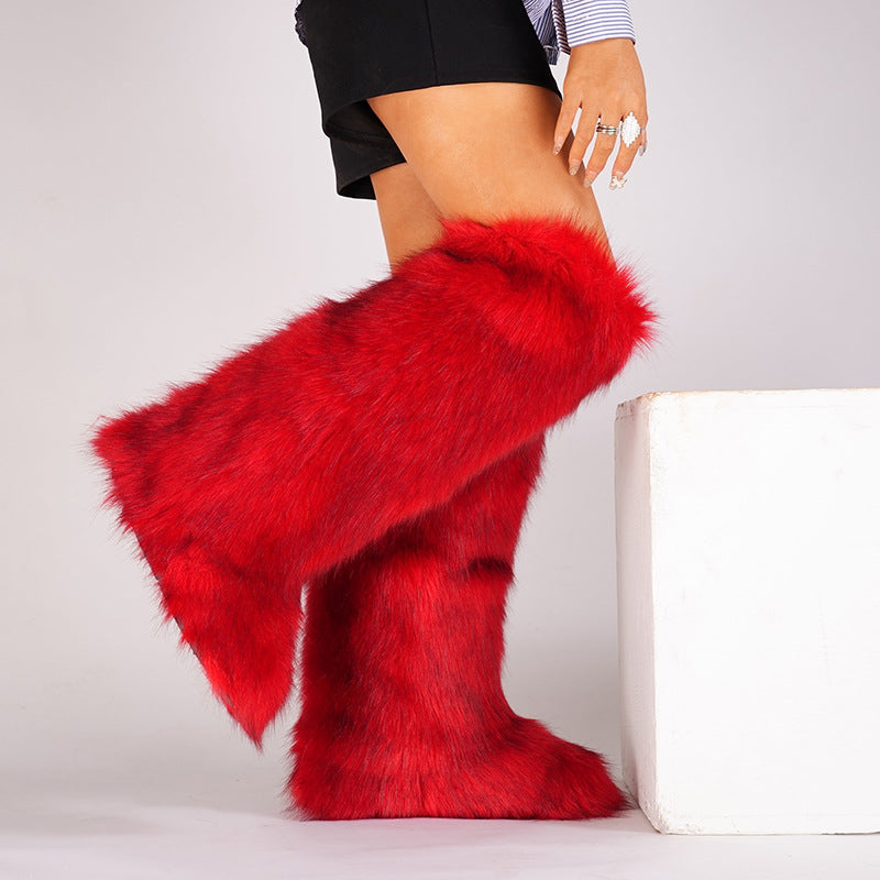 Women’s Long Faux Fur Knee-High Boots