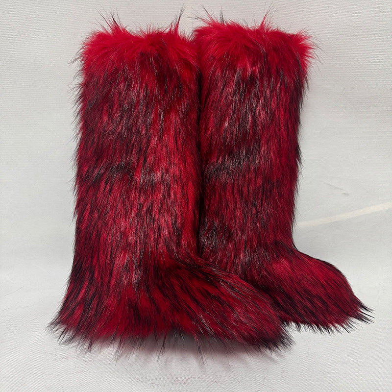 Women’s Long Faux Fur Knee-High Boots