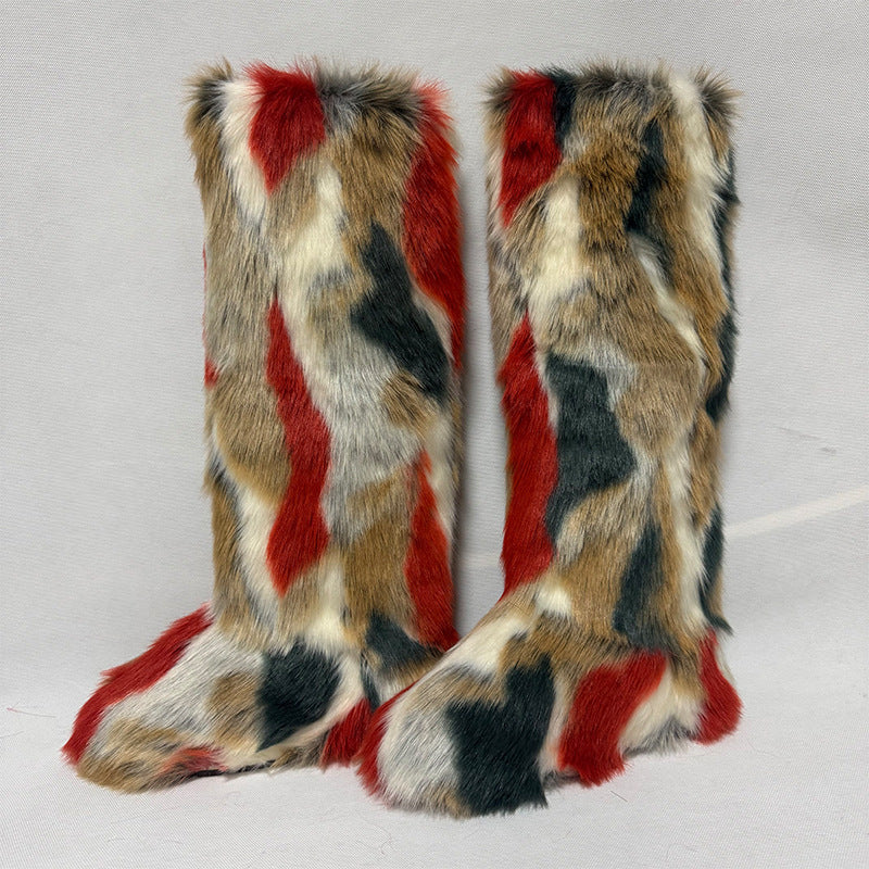 Women’s Long Faux Fur Knee-High Boots