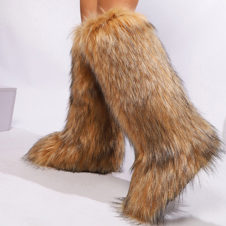 Women’s Long Faux Fur Knee-High Boots