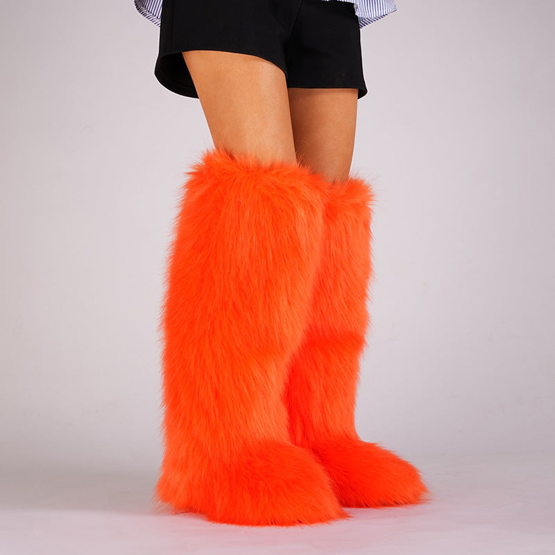 Women’s Long Faux Fur Knee-High Boots