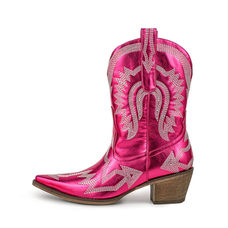 Women's Embroidered Mid-Calf Cowboy Boots