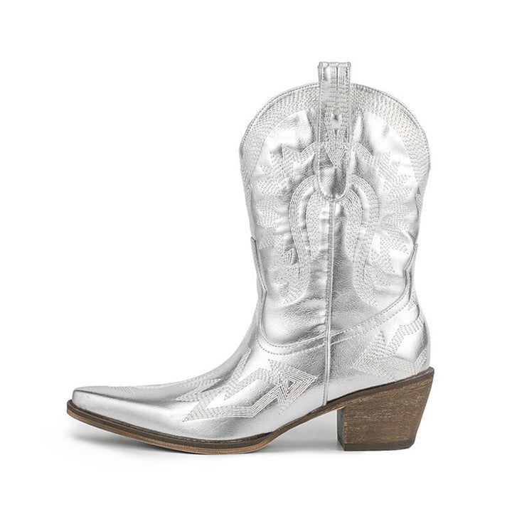 Women's Embroidered Mid-Calf Cowboy Boots