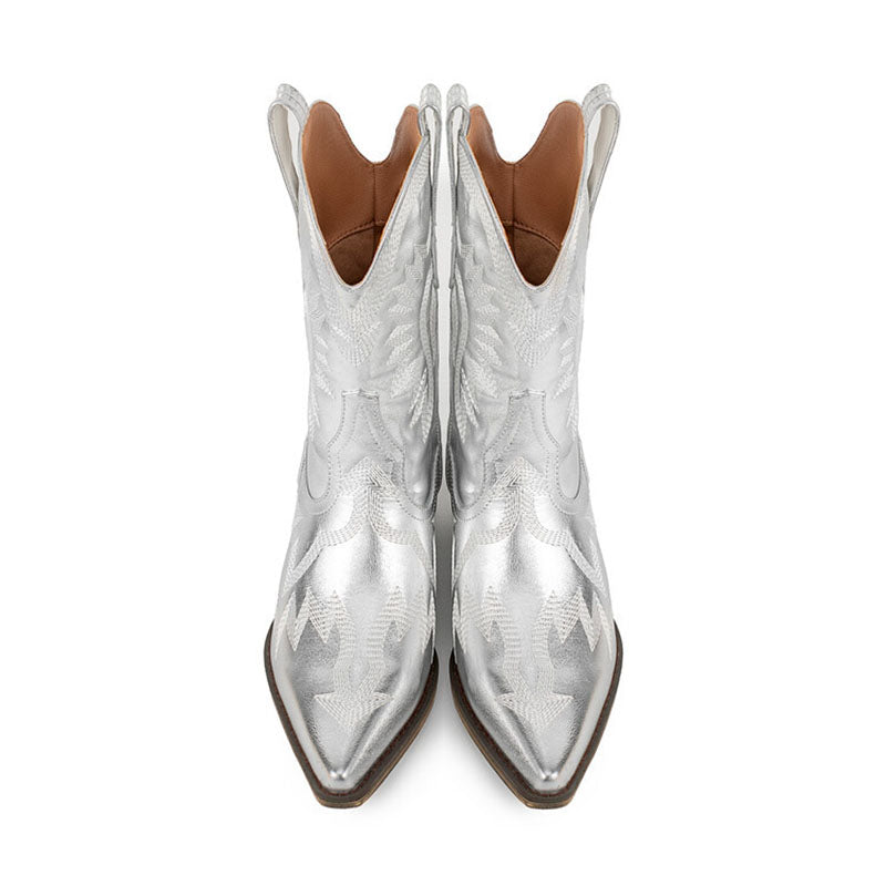 Women's Embroidered Mid-Calf Cowboy Boots