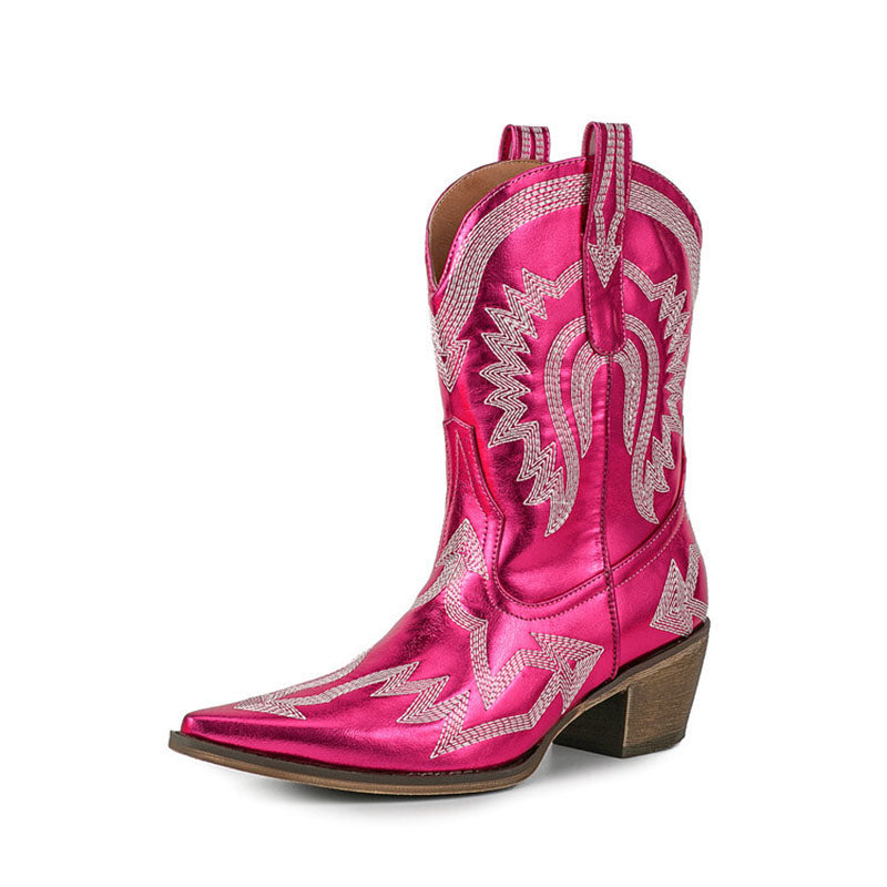 Women's Embroidered Mid-Calf Cowboy Boots