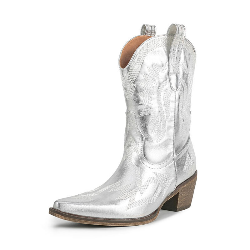 Women's Embroidered Mid-Calf Cowboy Boots
