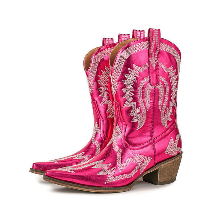 Women's Embroidered Mid-Calf Cowboy Boots