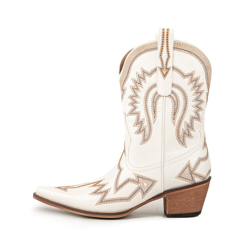 Women's Embroidered Mid-Calf Cowboy Boots