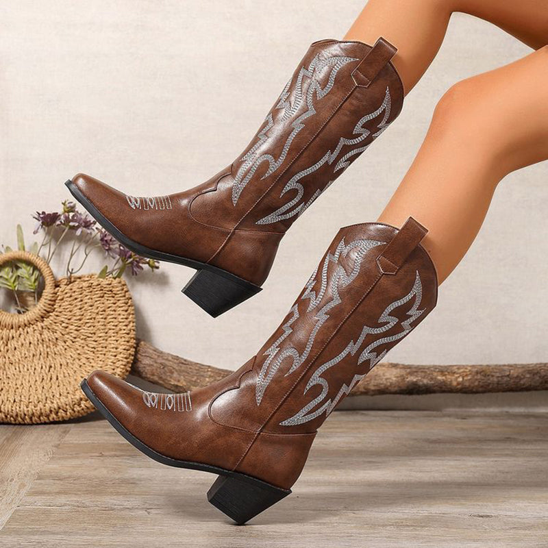 Women's Metallic Mid-high Cowboy Boots For Music Festival/Live House Party/Clubbing