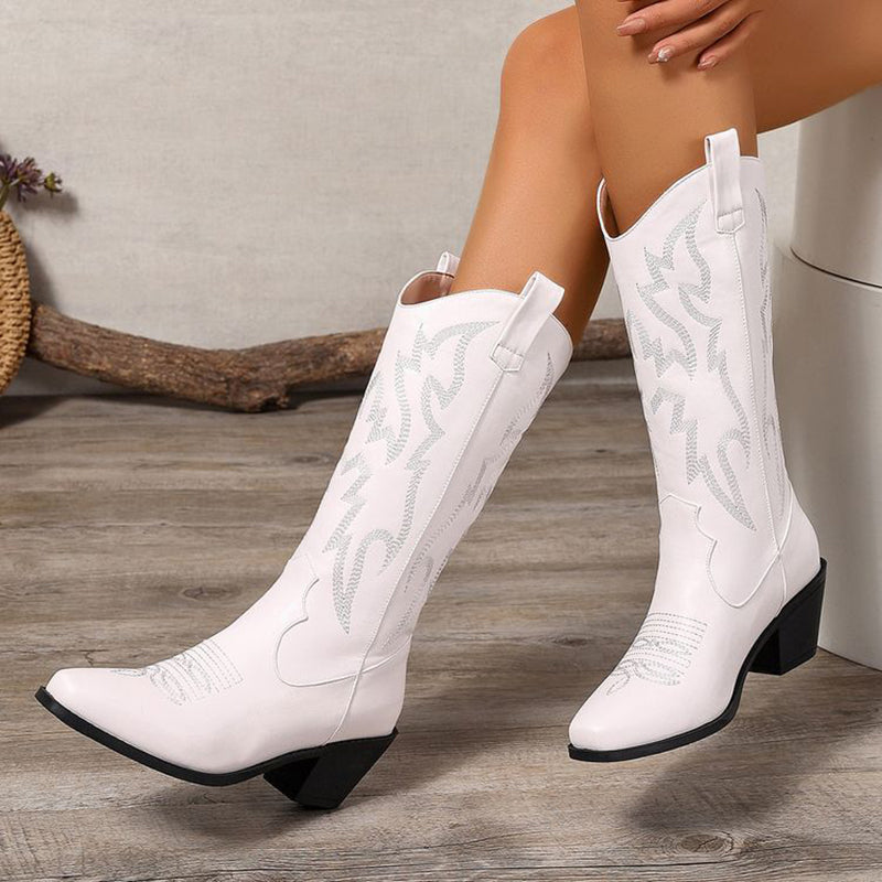 Women's Metallic Mid-high Cowboy Boots For Music Festival/Live House Party/Clubbing