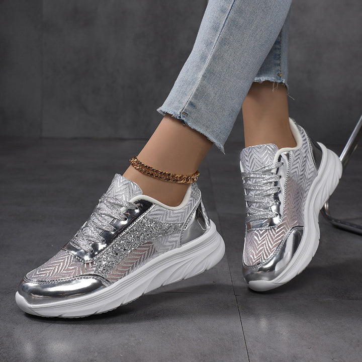 Women's Metallic Glitter Chunky Sneakers