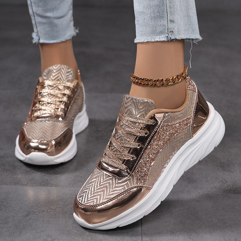 Women's Metallic Glitter Chunky Sneakers