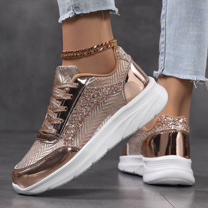 Women's Metallic Glitter Chunky Sneakers