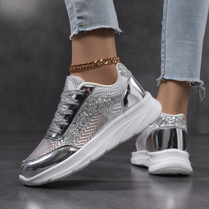 Women's Metallic Glitter Chunky Sneakers
