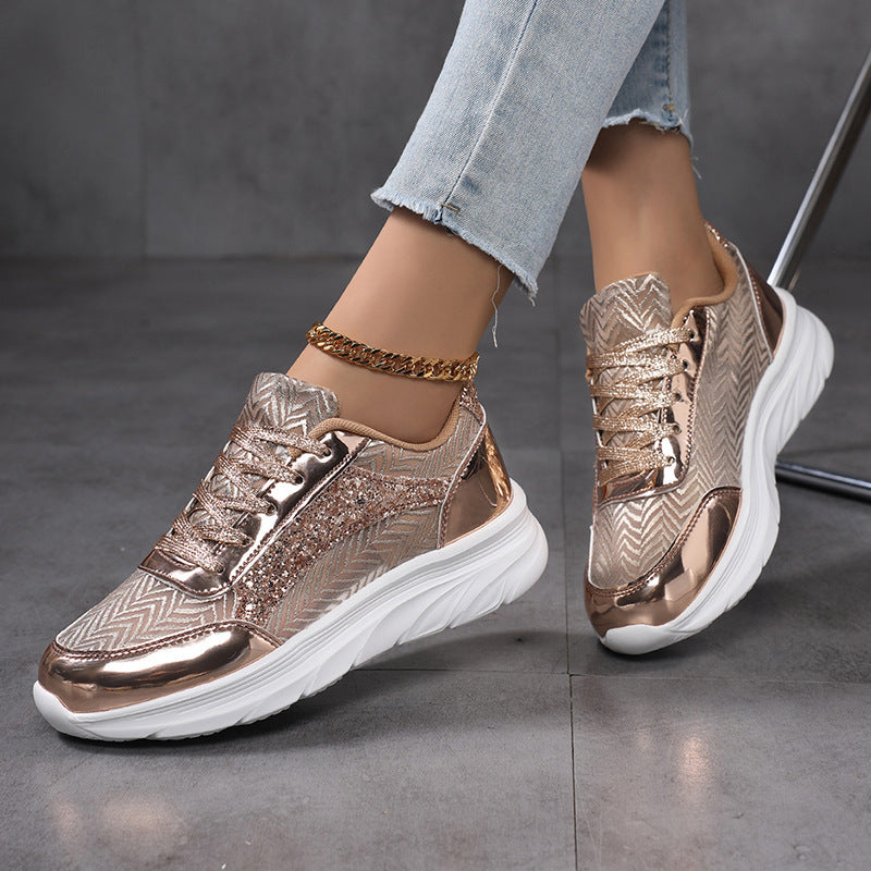 Women's Metallic Glitter Chunky Sneakers
