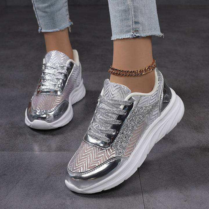 Women's Metallic Glitter Chunky Sneakers