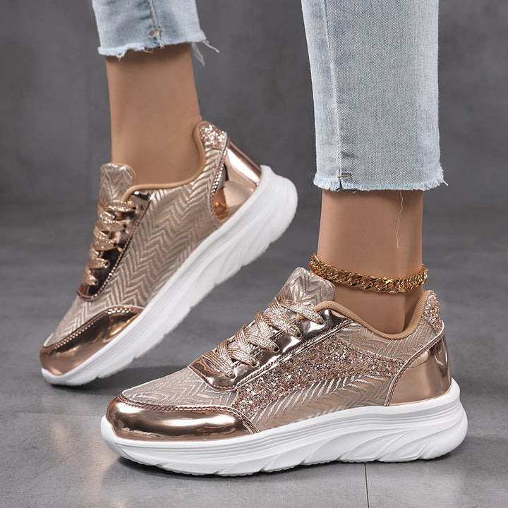 Women's Metallic Glitter Chunky Sneakers