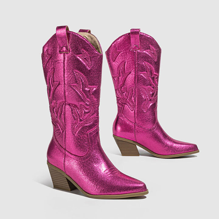 rose Women’s Metallic Embroidered Cowboy Boots