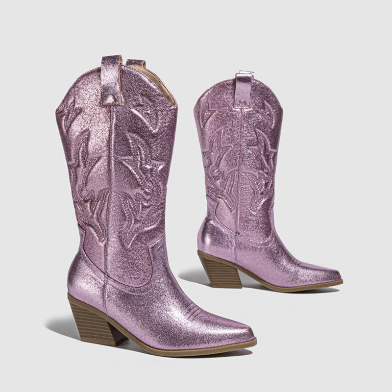Women’s Metallic Embroidered Cowboy Boots