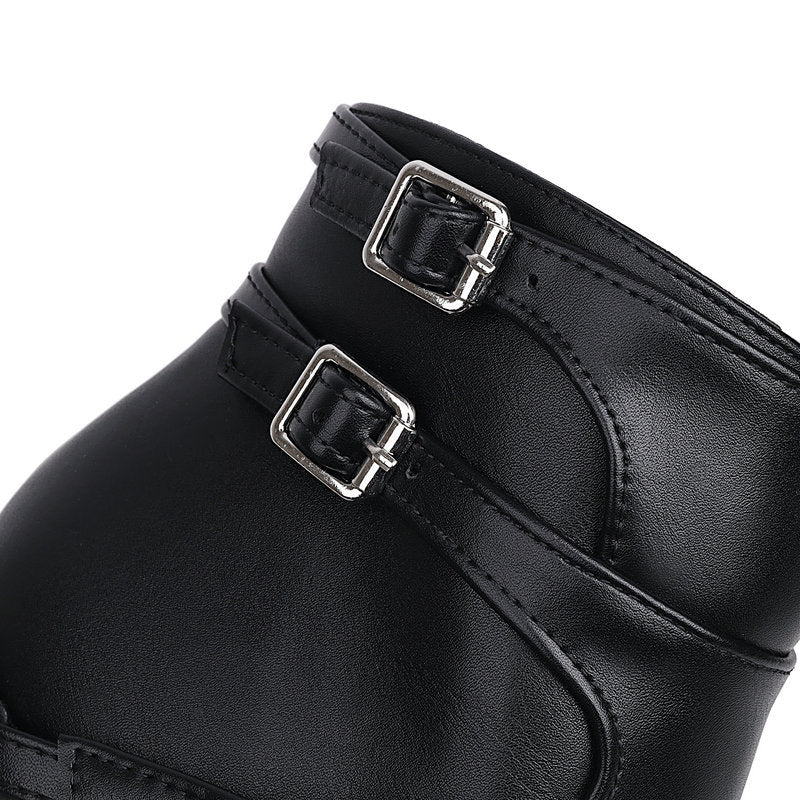 Women's Multi-Buckle Platform Wedge Ankle Boots