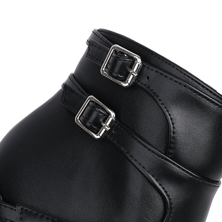 Women's Multi-Buckle Platform Wedge Ankle Boots