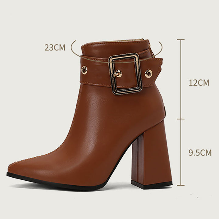 Women's Oversized-Buckle Pointed-Toe Ankle Boots