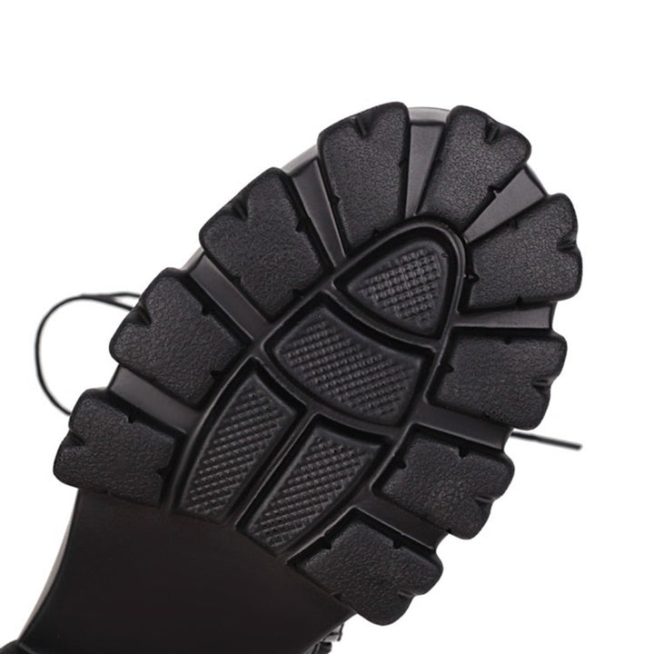 black Women's PU patent leather platform combat boots