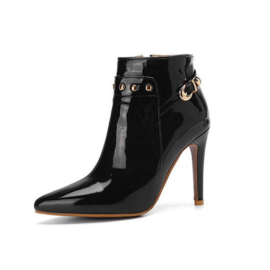 Women’s Glossy Pointed Toe Stiletto Ankle Boots