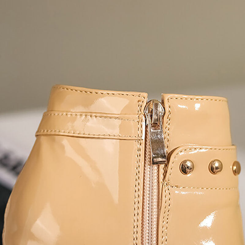 Women’s Glossy Pointed Toe Stiletto Ankle Boots