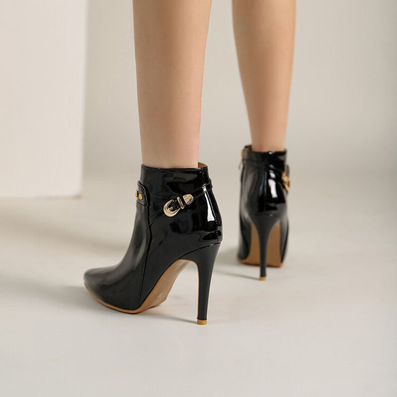 Women’s Glossy Pointed Toe Stiletto Ankle Boots