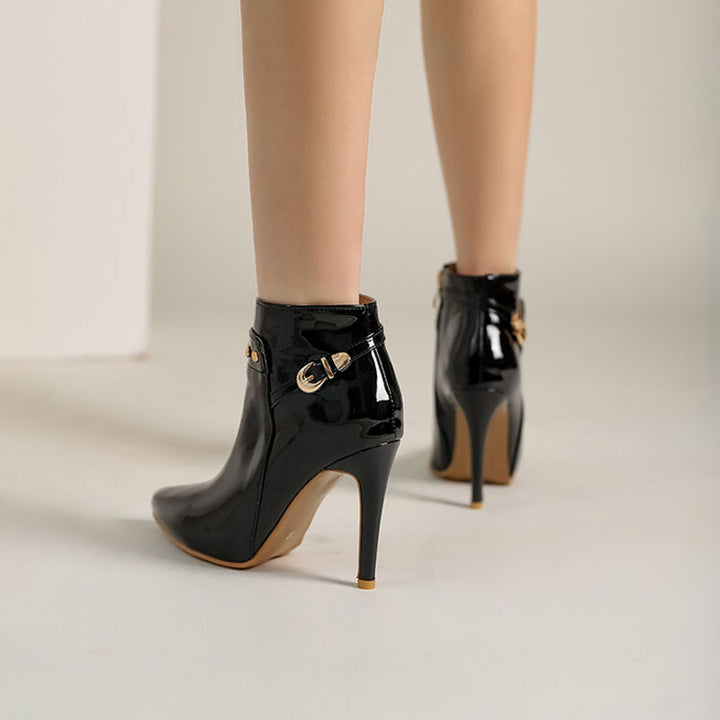 Women’s Glossy Pointed Toe Stiletto Ankle Boots