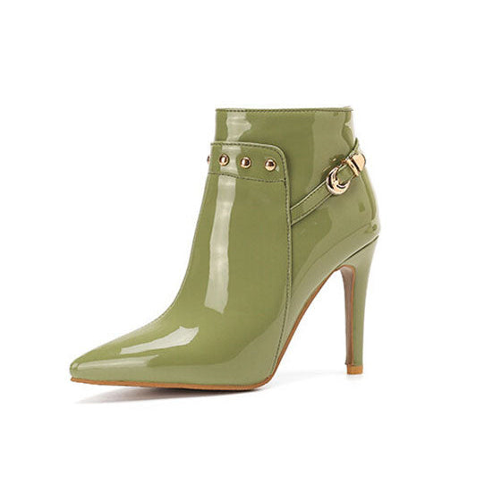 Women’s Glossy Pointed Toe Stiletto Ankle Boots