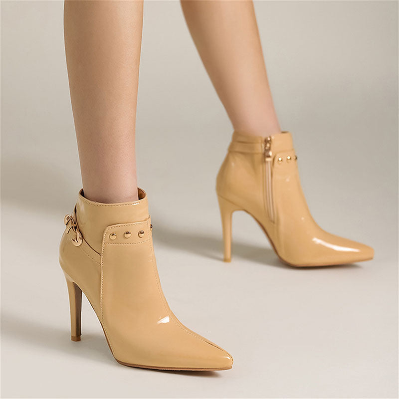 Women’s Glossy Pointed Toe Stiletto Ankle Boots