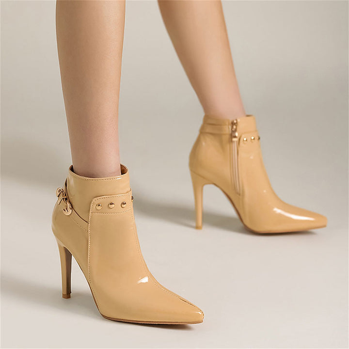 Women’s Glossy Pointed Toe Stiletto Ankle Boots