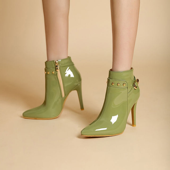 Women’s Glossy Pointed Toe Stiletto Ankle Boots