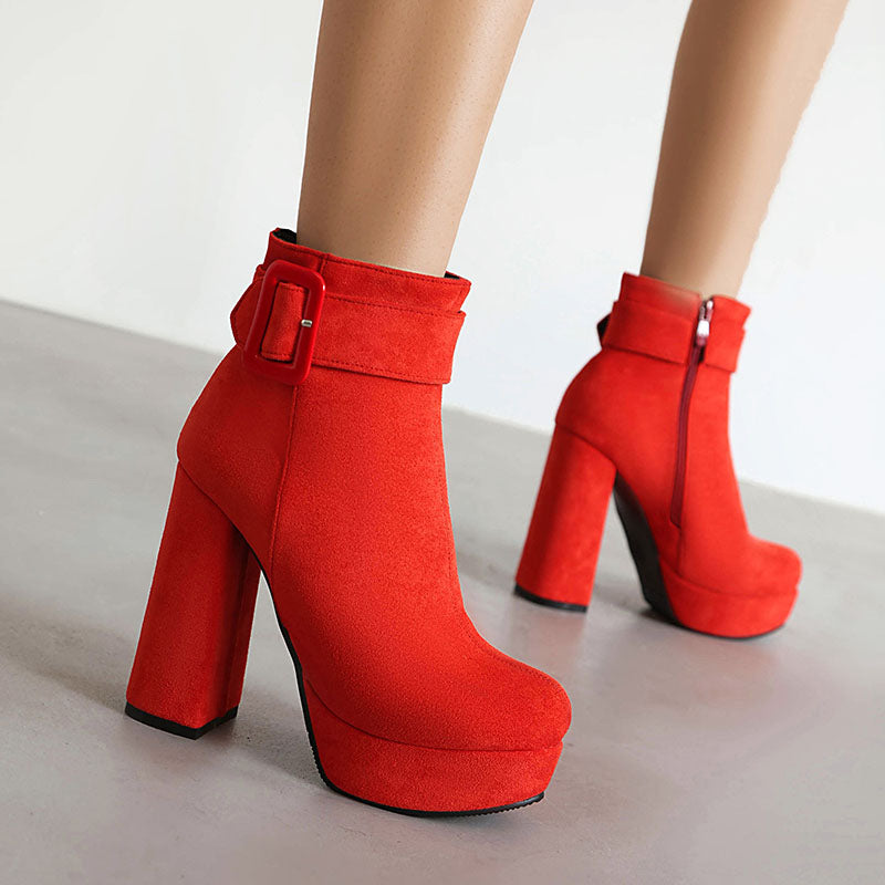 Women's Buckle Platform Ankle Boots