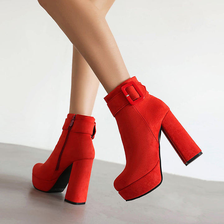 Women's Buckle Platform Ankle Boots