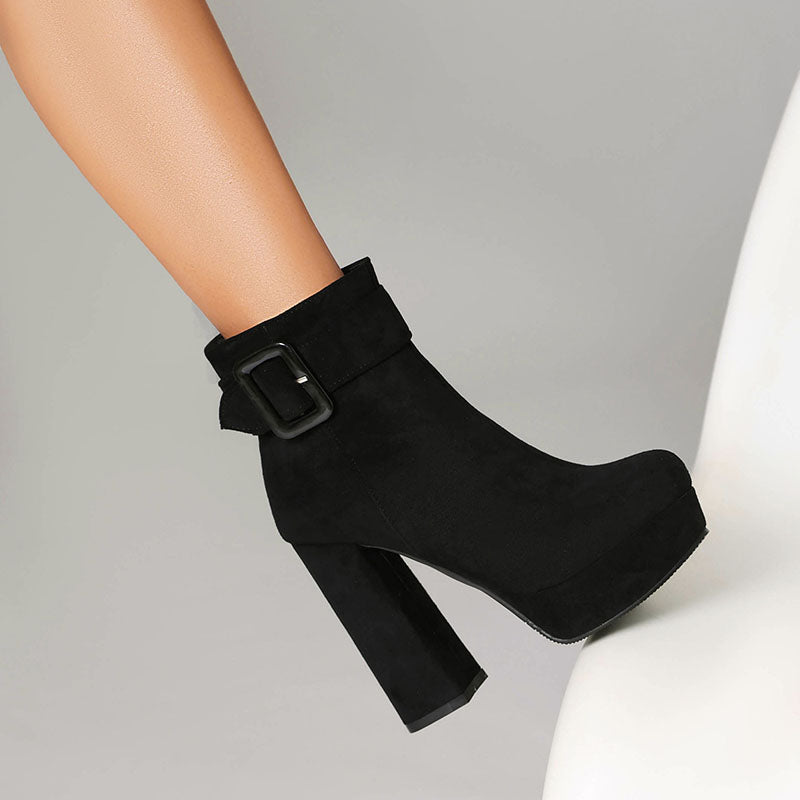 Women's Buckle Platform Ankle Boots