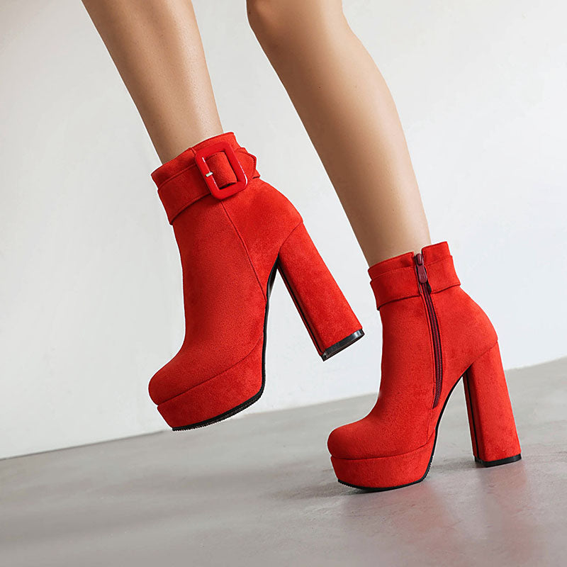 Women's Buckle Platform Ankle Boots