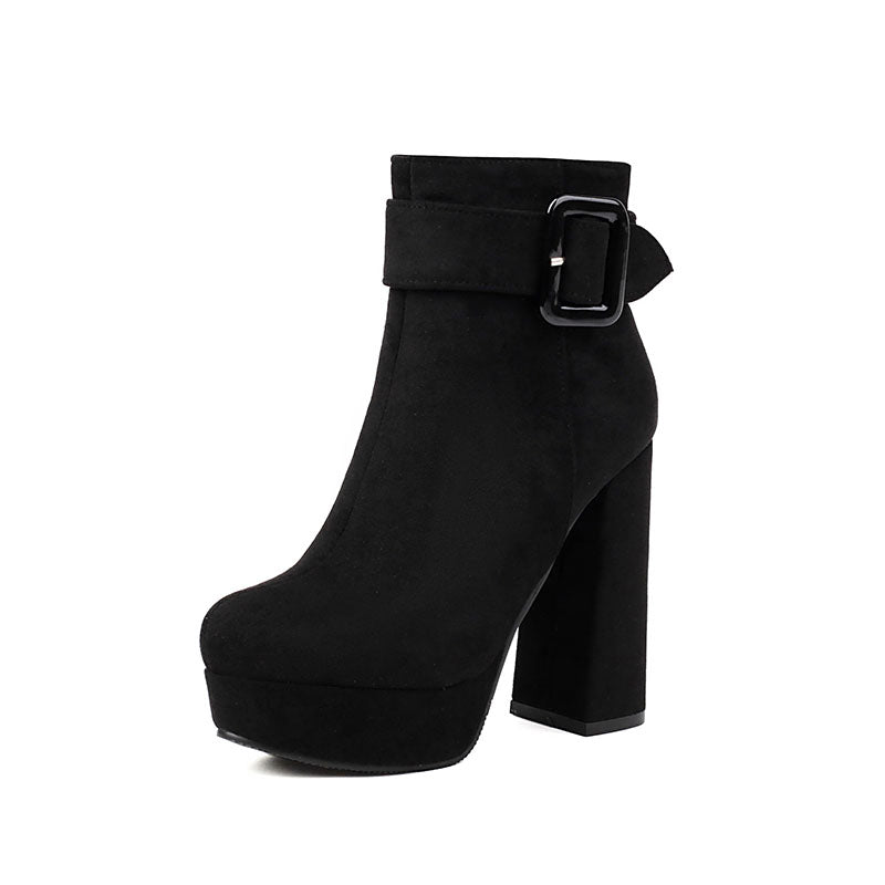 Women's Buckle Platform Ankle Boots