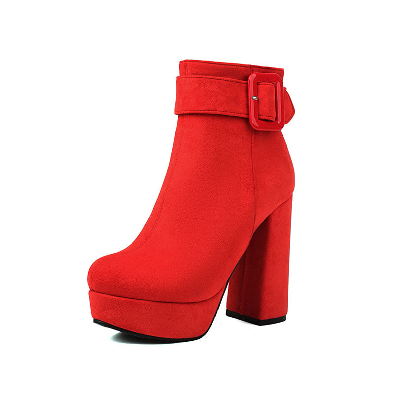 Women's Buckle Platform Ankle Boots
