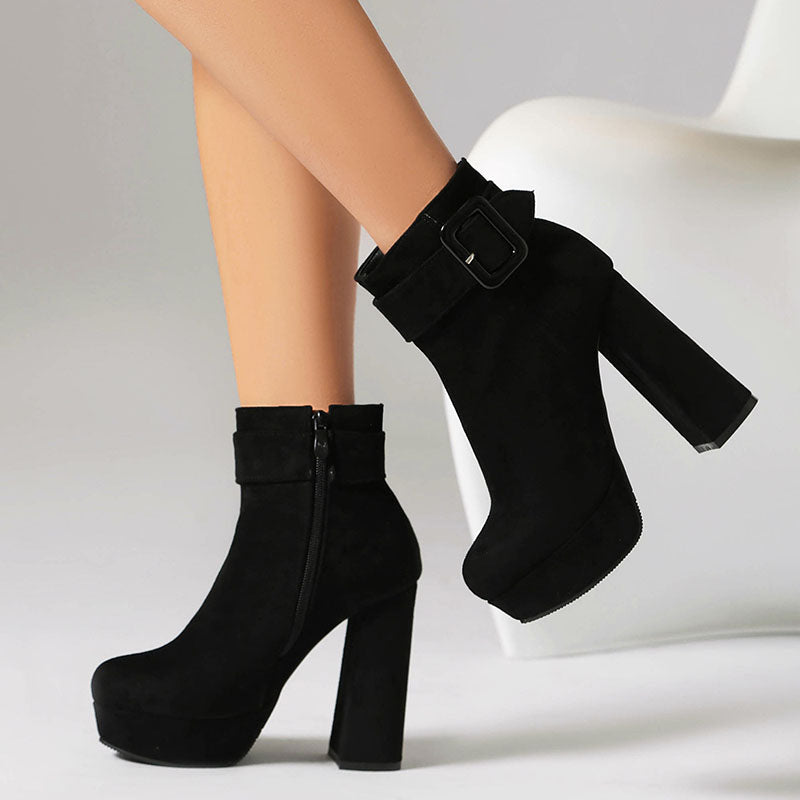 Women's Buckle Platform Ankle Boots